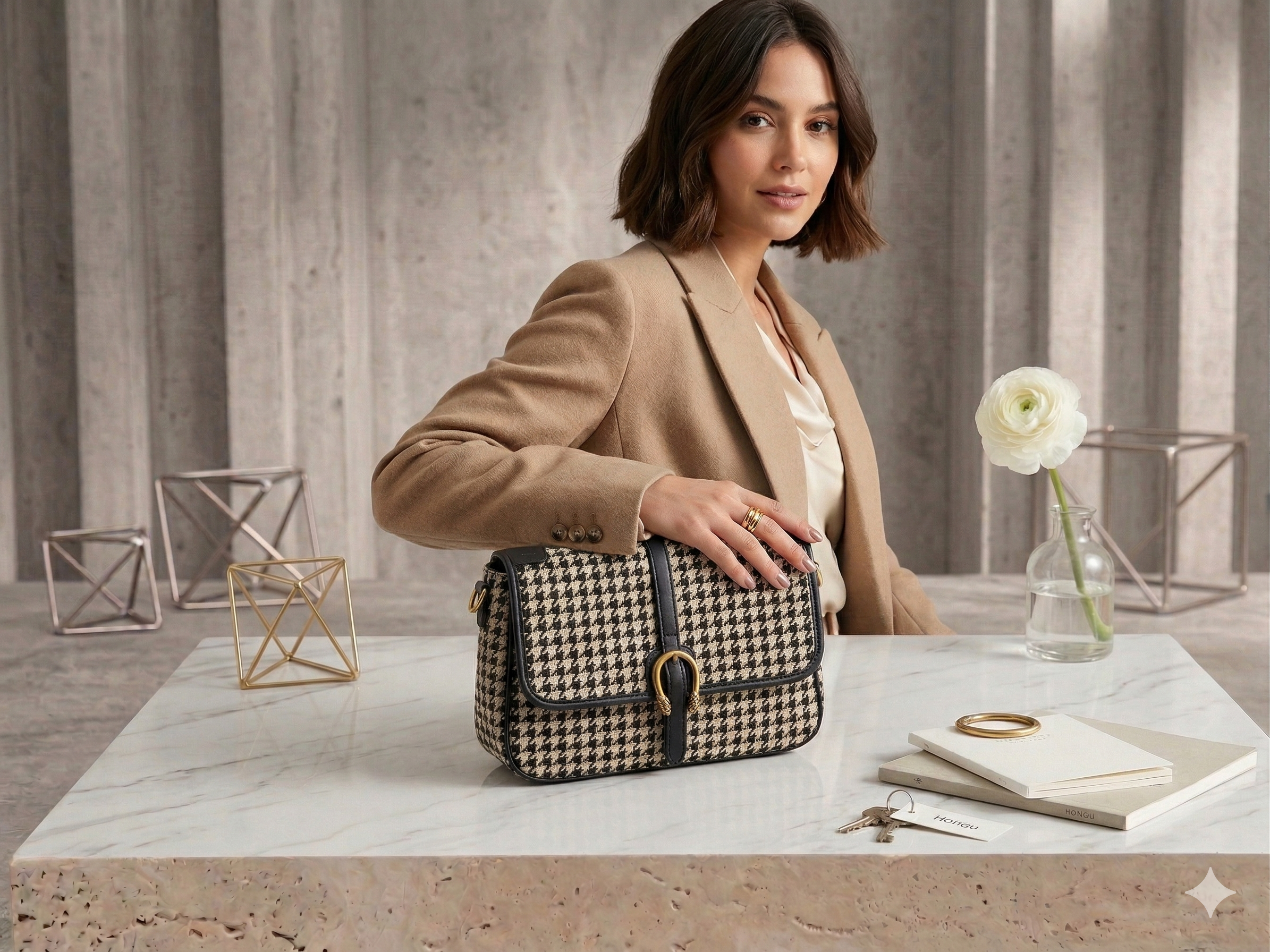 Houndstooth Shoulder Bag — Styled