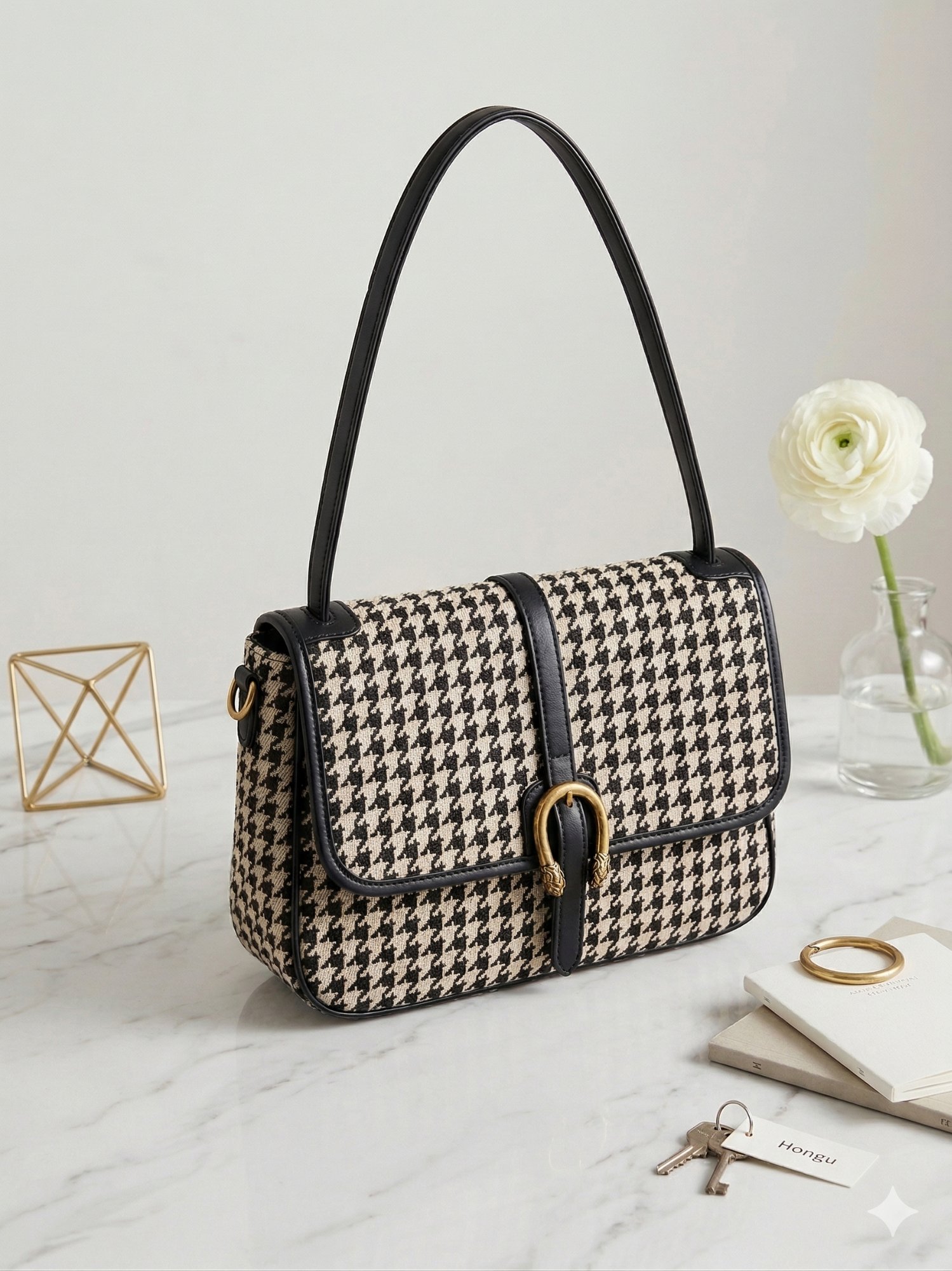 Houndstooth Shoulder Bag