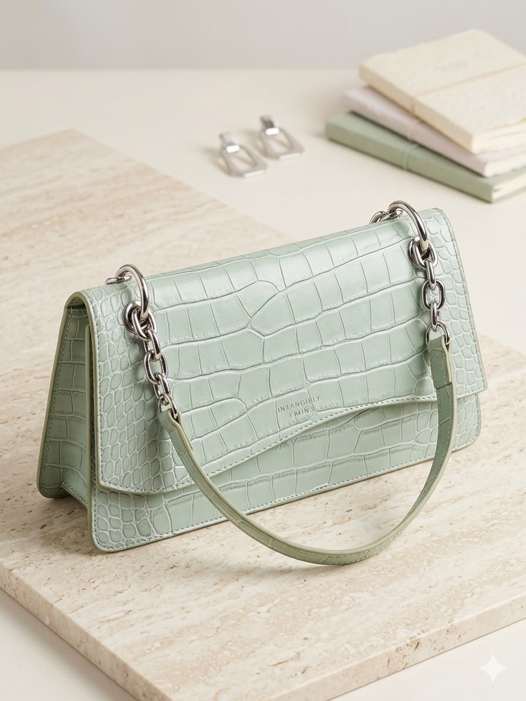 Mint Croc Chain Bag