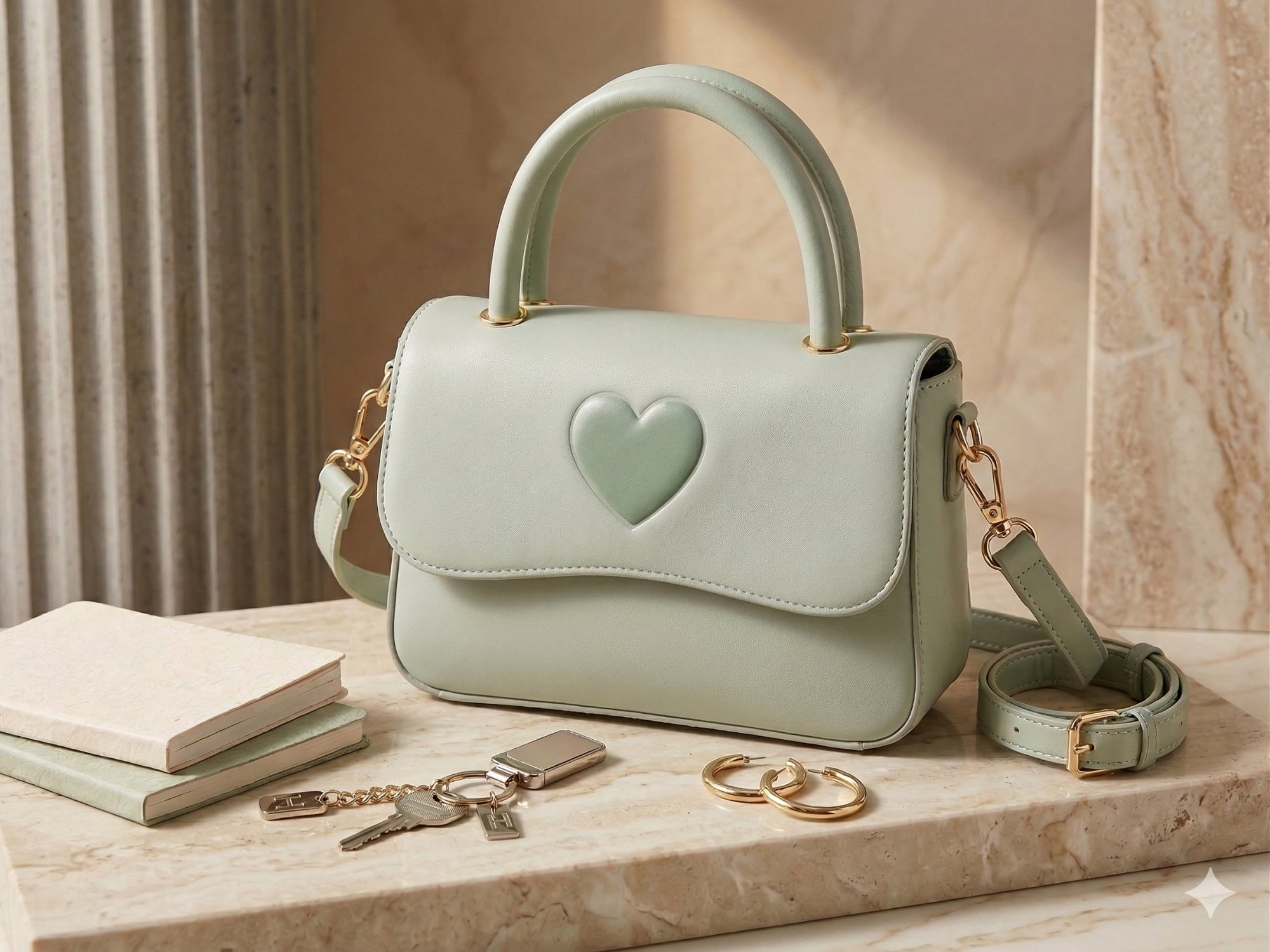 Mint Heart Top Handle