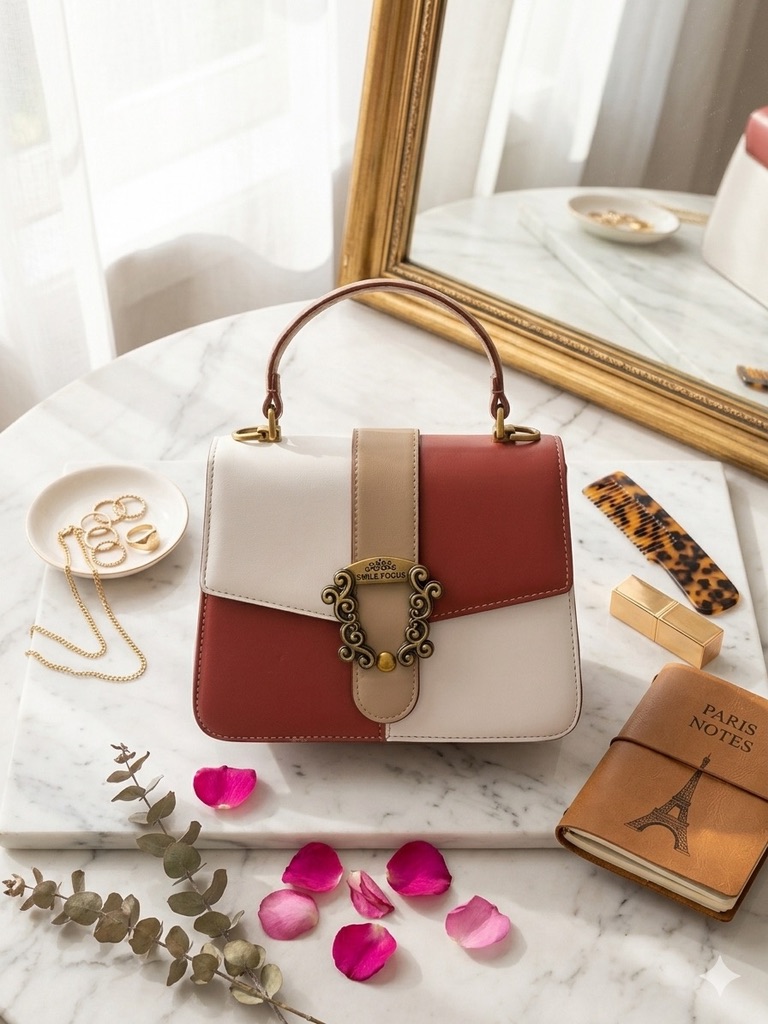 Two-Tone Top Handle Bag